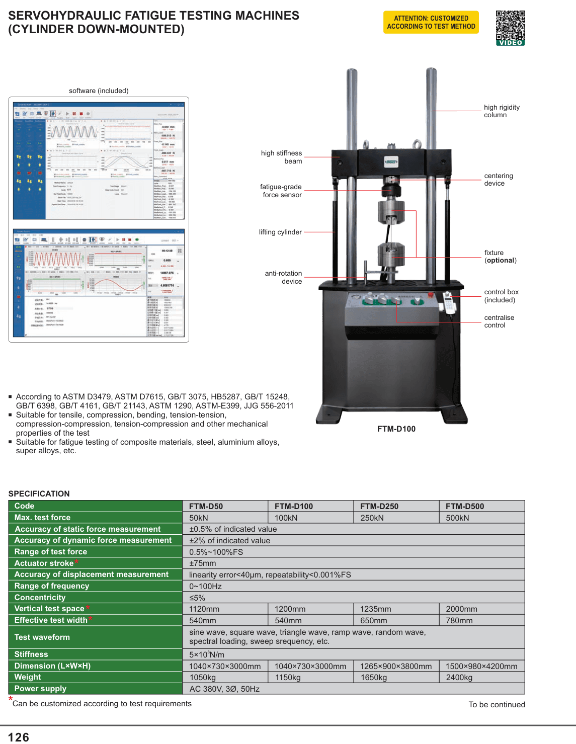 INSIZE Servohydraulic Fatigue Testing Machines (Cylinder Down-Mounted) (FTM-D100)