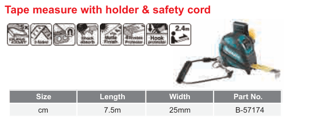 อุปกรณ์เสริม Makita — Tape measure with holder & safety cord