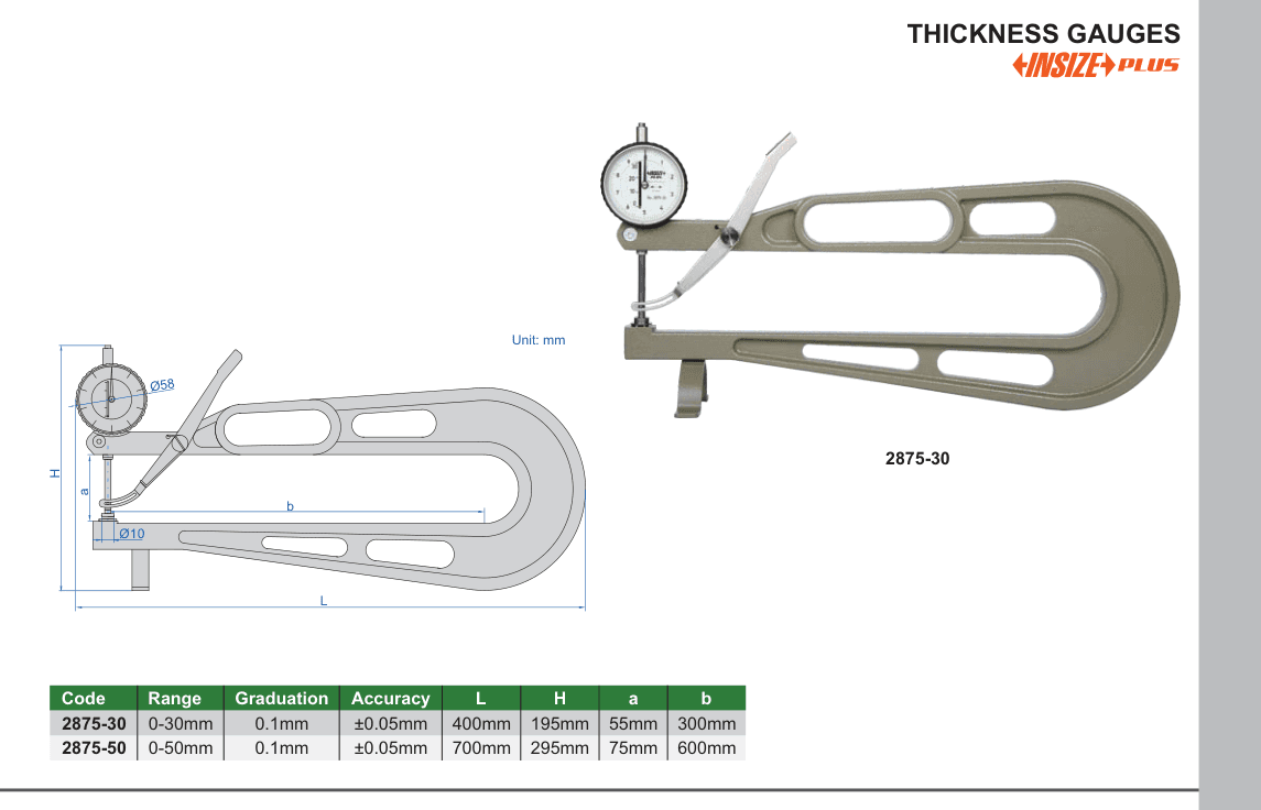 INSIZE Thickness Gauges (2875-30)