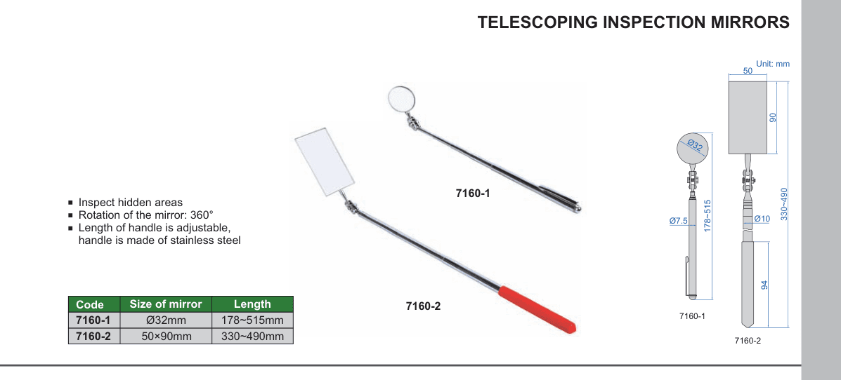 INSIZE Telescoping Inspection Mirrors (7160-1)