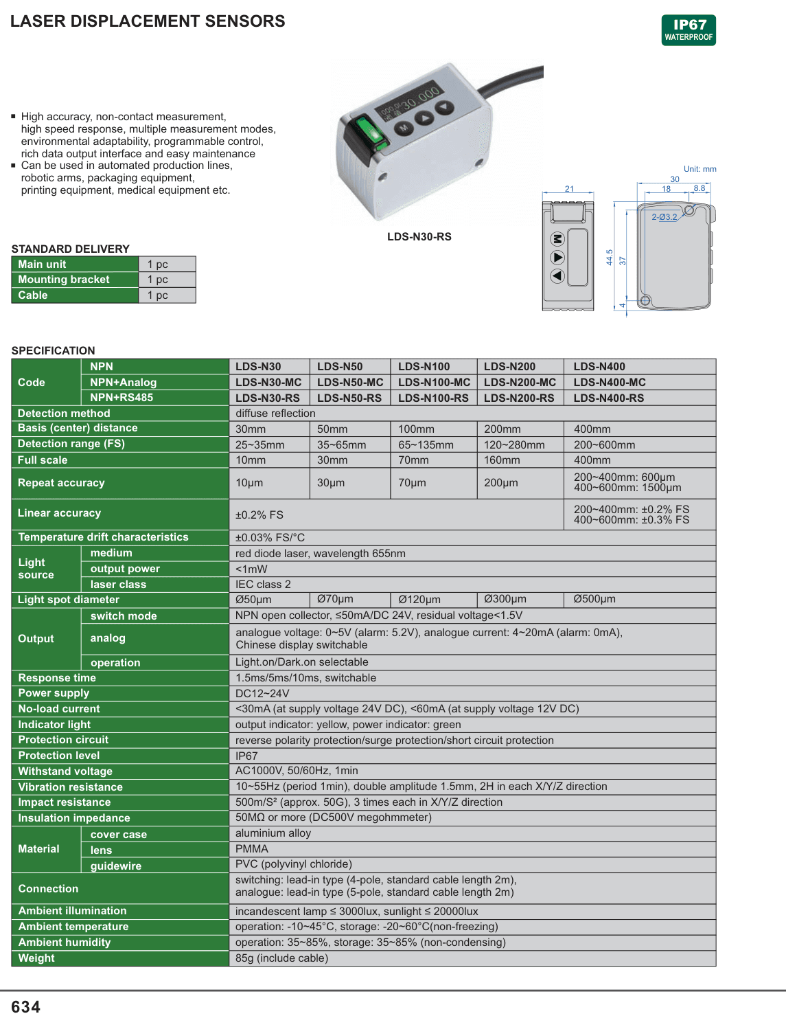 INSIZE Laser Displacement Sensors (LDS-N30)