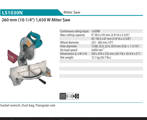 เลื่อยองศา Makita LS1030N