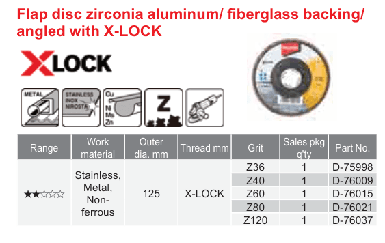 อุปกรณ์เสริม Makita — Flap disc zirconia aluminum/ fiberglass backing/ angled with X-LOCK