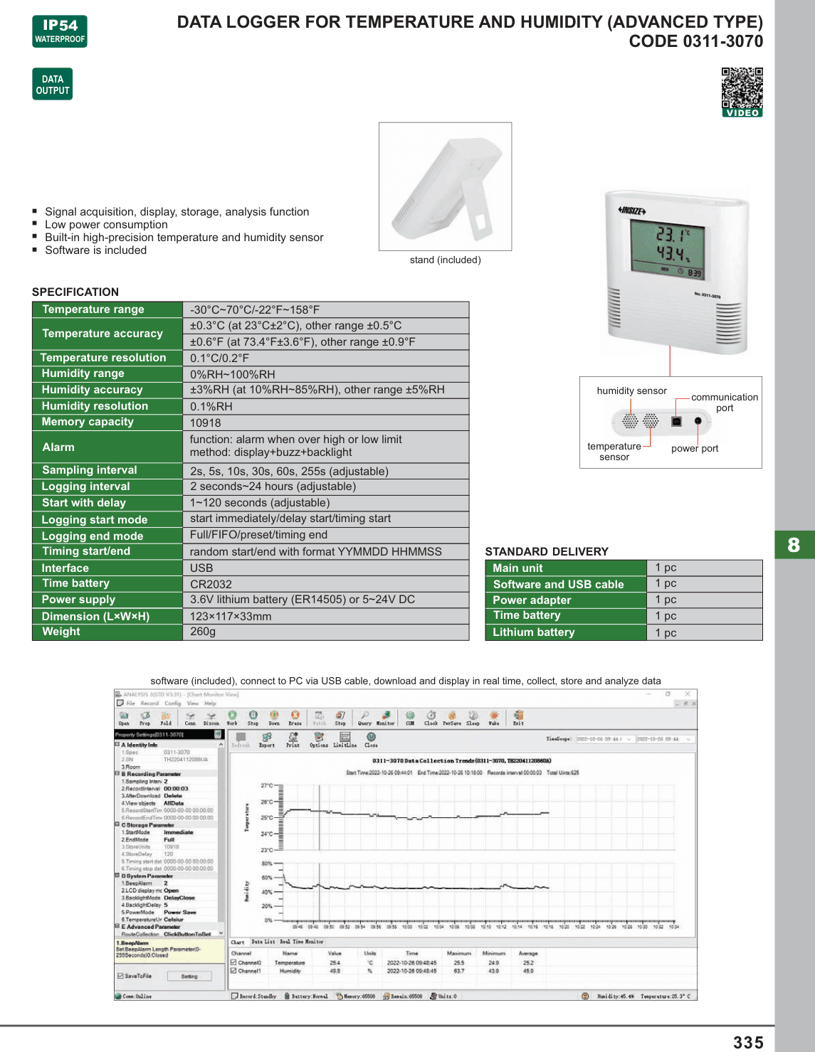INSIZE Data Logger For Temperature And Humidity (Advanced Type) (0311-3070)
