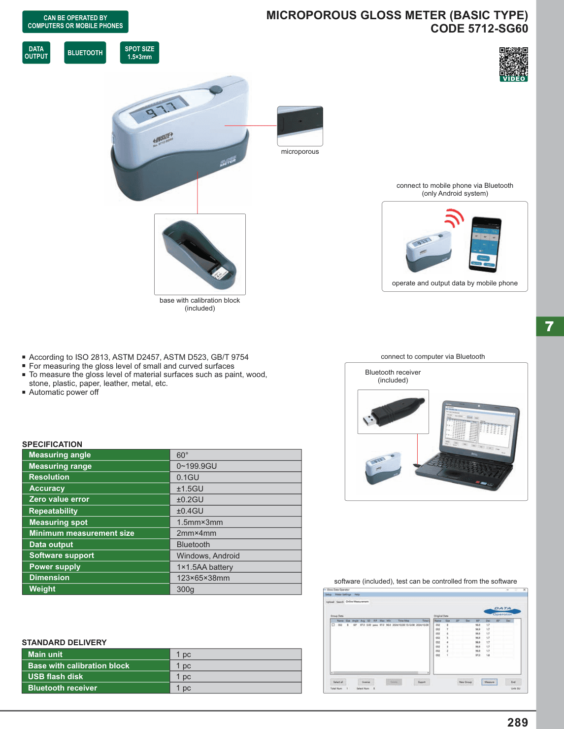 INSIZE Microporous Gloss Meter (Basic Type) (5712-SG60)