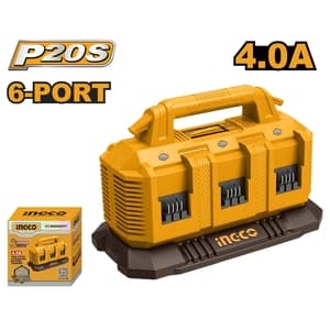 แท่นชาร์จแบตเตอรี่ 6 พอร์ต INGCO FCLI2064 (20V P20S 4.0A)