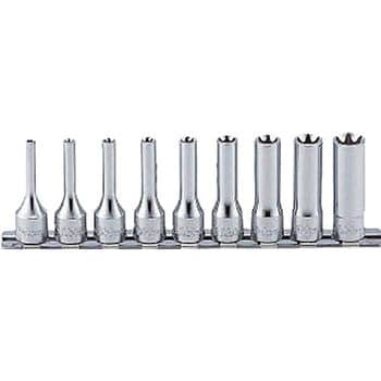 ลูกบ๊อกซ์ ยาว ท๊อกซ์ ขนาด 3/8” ชุด 9 ชิ้น ในรางเหล็ก (Deep Torx Socket Set on Rail)