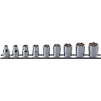ลูกบ๊อกซ์ สั้น 12P (นิ้ว) ขนาด 3/8” ชุด 9 ชิ้น ในรางเหล็ก (Socket Set on Rail)