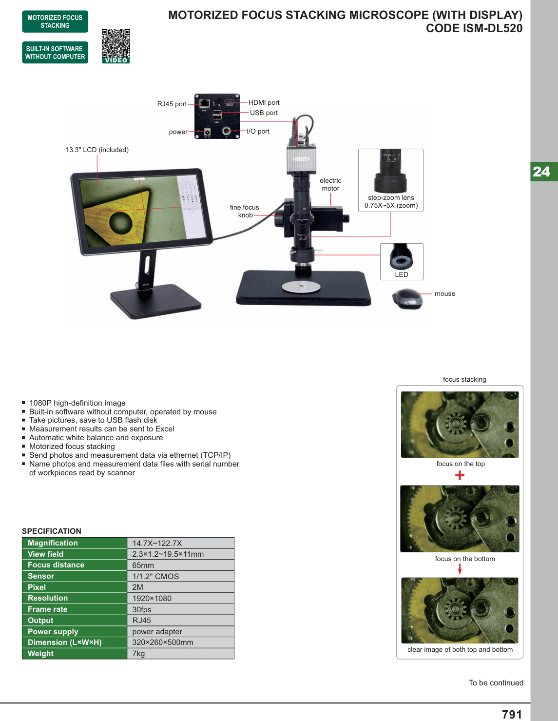 INSIZE Motorized Focus Stacking Microscope (With Display) (ISM-DL520)
