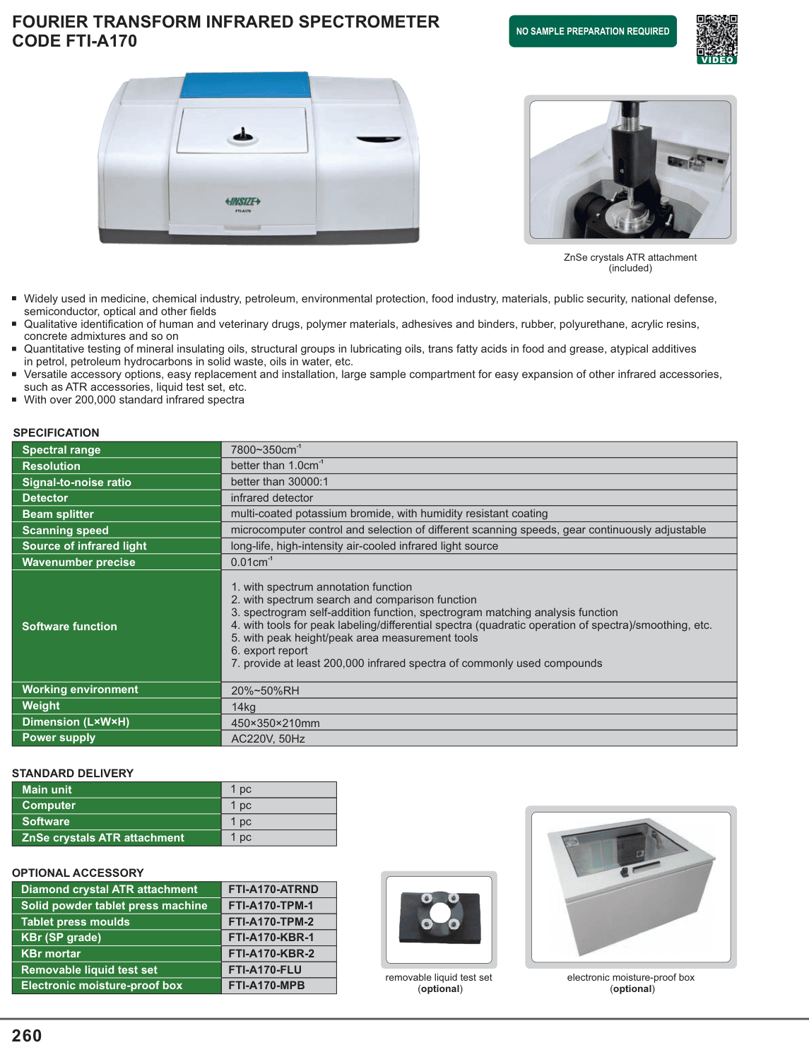 INSIZE Fourier Transform Infrared Spectrometer (FTI-A170)