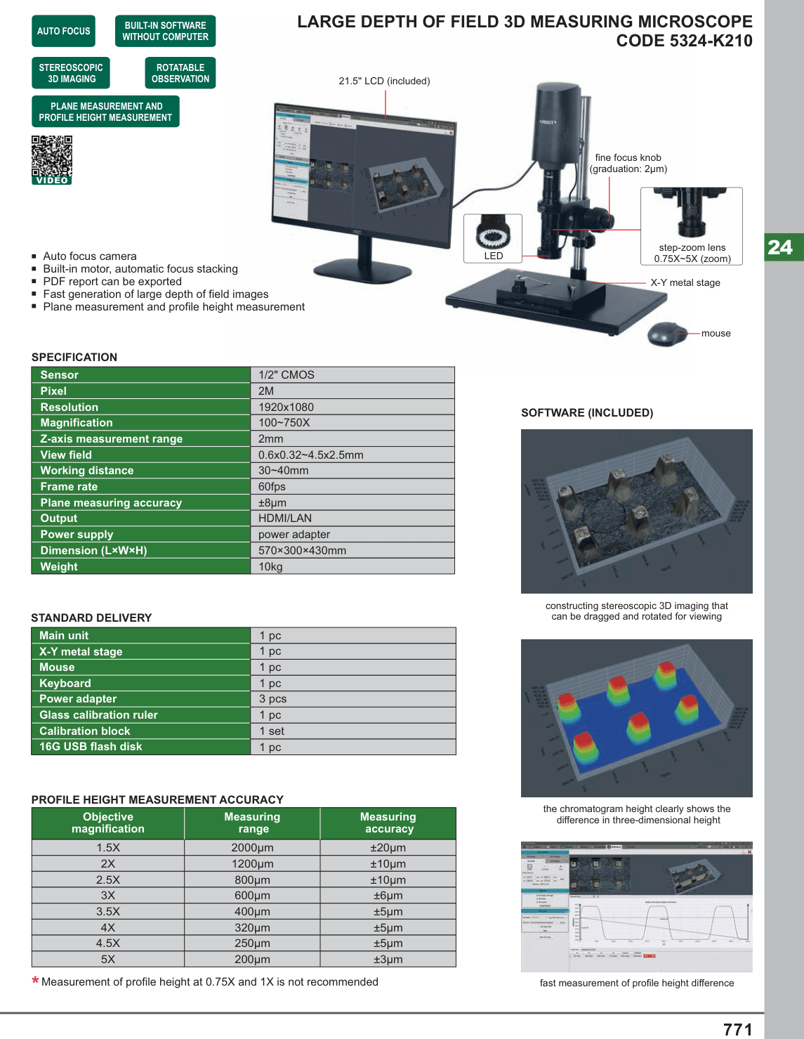 INSIZE Large Depth Of Field 3D Measuring Microscope (5324-K210)