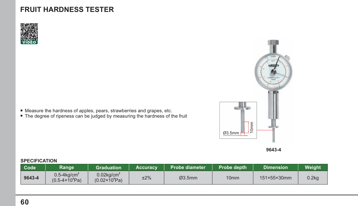 INSIZE Fruit Hardness Tester (9643-4)
