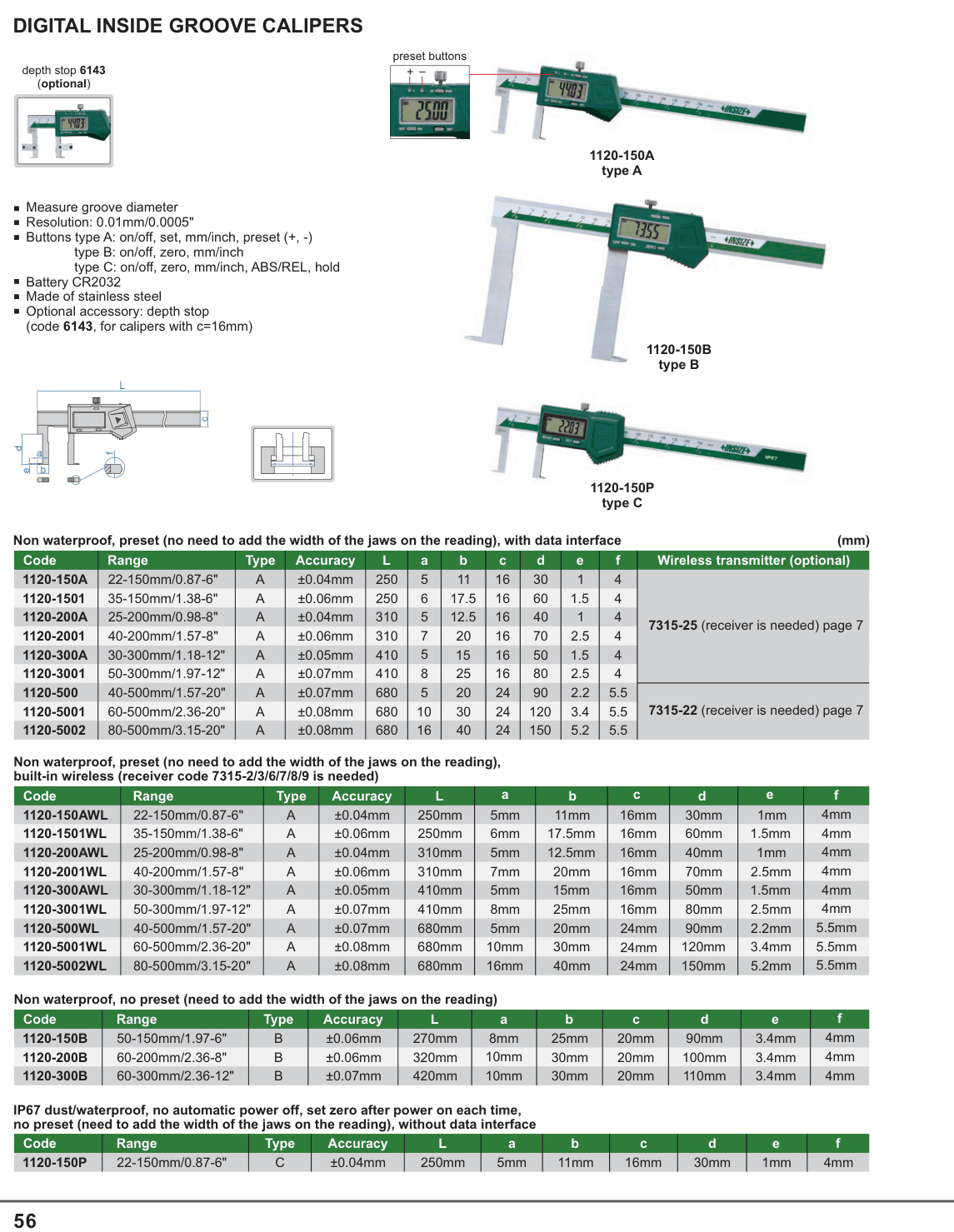 INSIZE Digital Inside Groove Calipers (1120-150A)