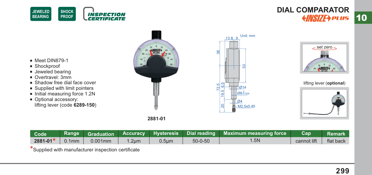 INSIZE Dial Comparator (2881-01)