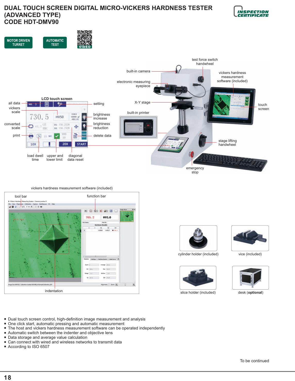 INSIZE Dual Touch Screen Digital Micro-Vickers Hardness Tester (Advanced Type) (HDT-DMV90)