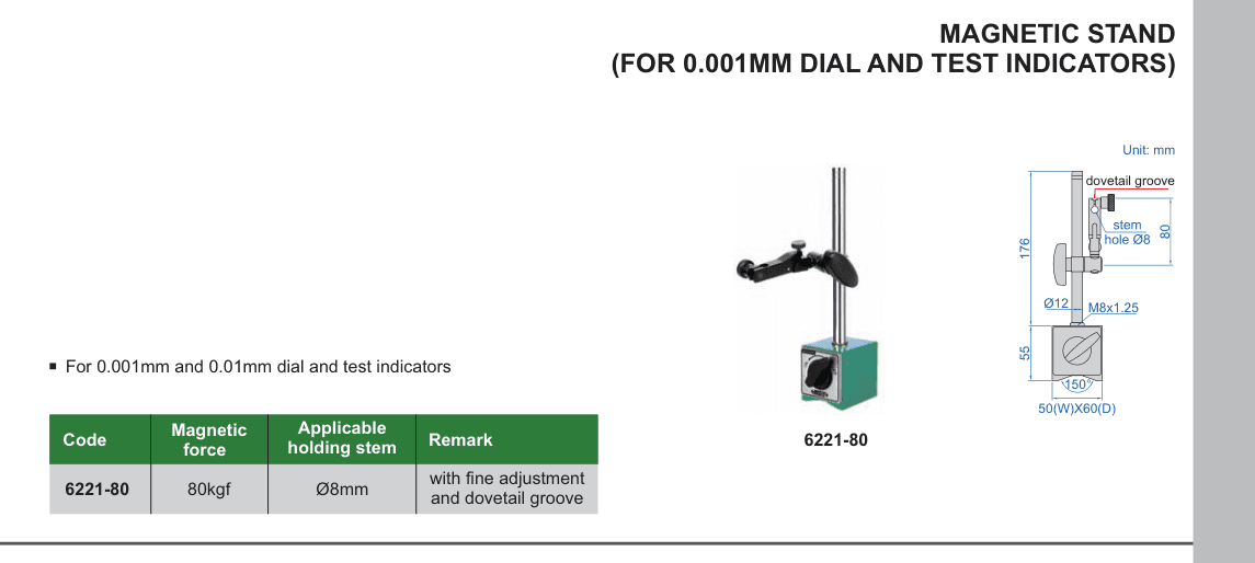 INSIZE Magnetic Stand (For 0.001Mm Dial And Test Indicators) (6221-80)