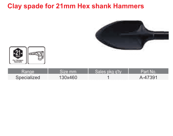 อุปกรณ์เสริม Makita — Clay spade for 21mm Hex shank Hammers