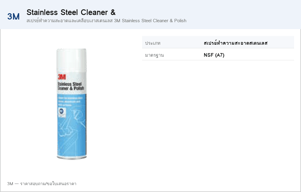 สเปรย์ทำความสะอาดและเคลือบเงาสเตนเลส 3M Stainless Steel Cleaner & Polish