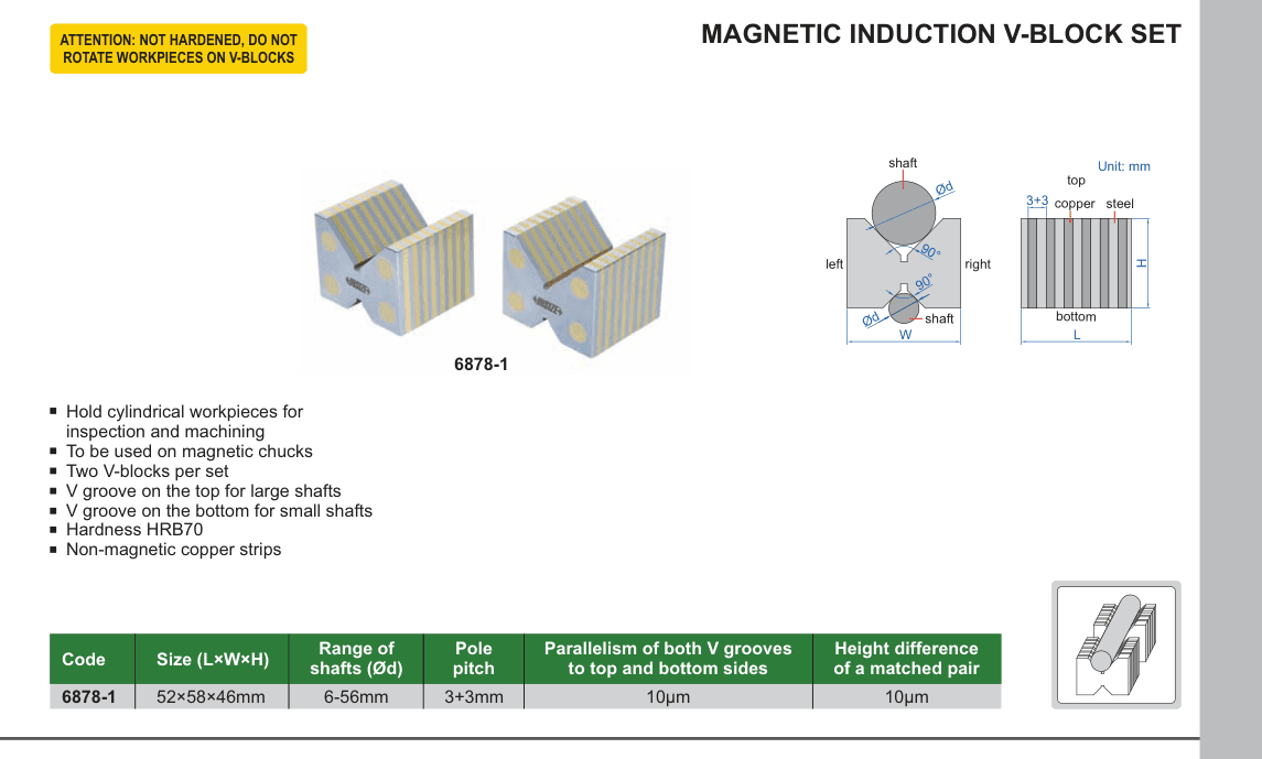 INSIZE Magnetic Induction V-Block Set (6878-1)