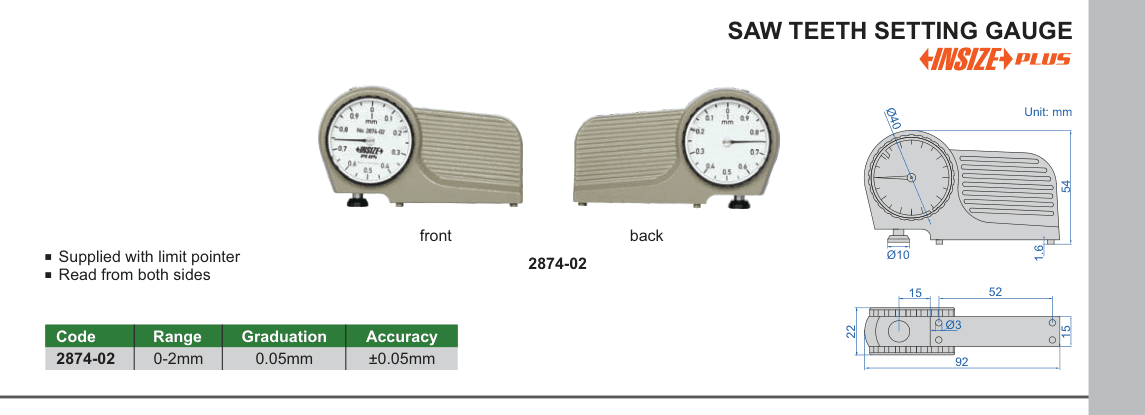 INSIZE Saw Teeth Setting Gauge (2874-02)