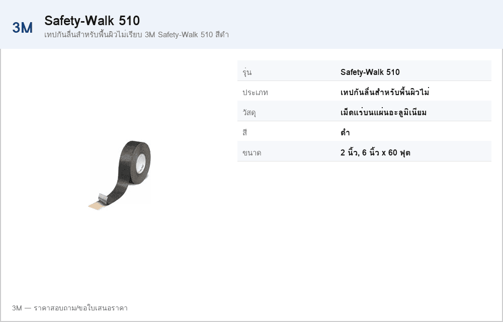 เทปกันลื่นสำหรับพื้นผิวไม่เรียบ 3M Safety-Walk 510 สีดำ