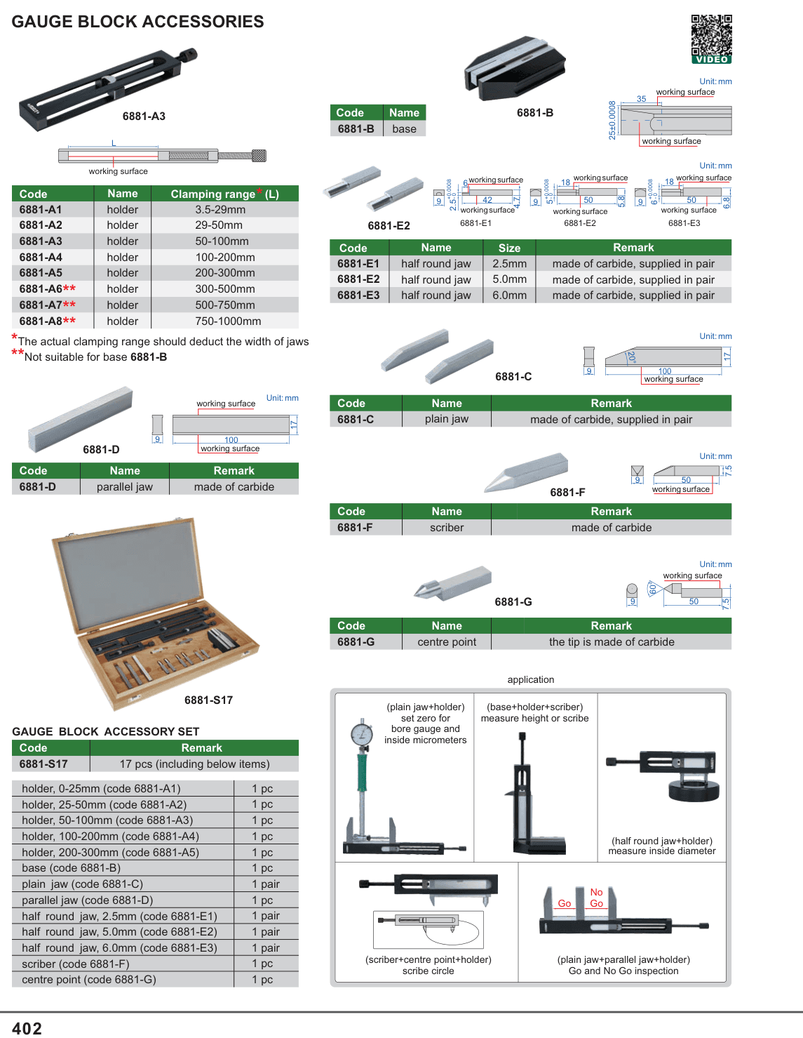 INSIZE Gauge Block Accessories (6881-A3)