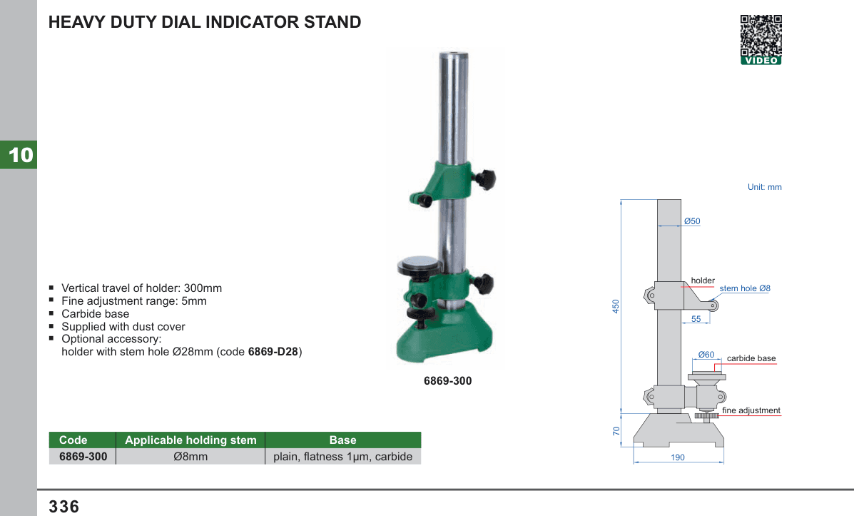 INSIZE Heavy Duty Dial Indicator Stand (6869-300)