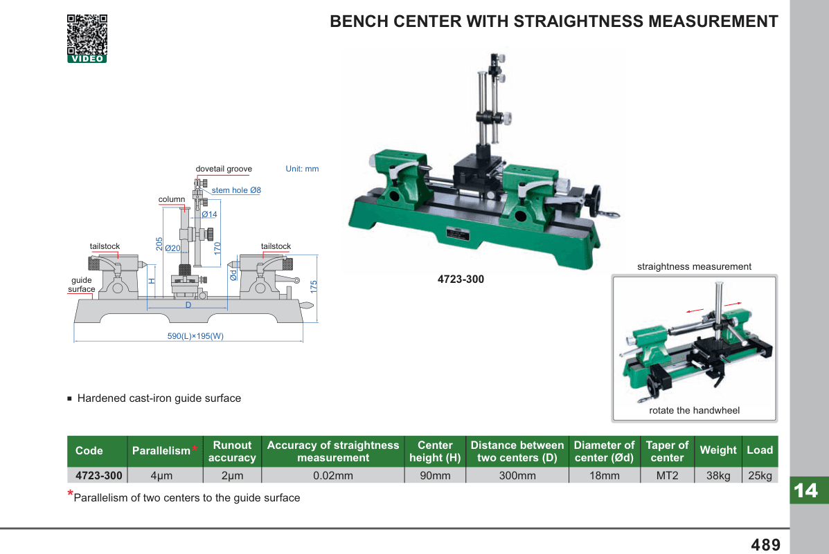 INSIZE Bench Center With Straightness Measurement (4723-300)
