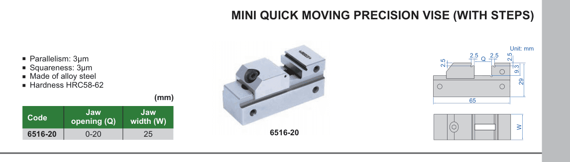 INSIZE Mini Quick Moving Precision Vise (With Steps) (6516-20)