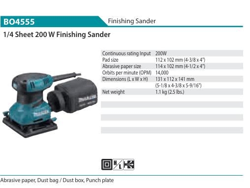 เครื่องขัดกระดาษทราย Makita BO4555