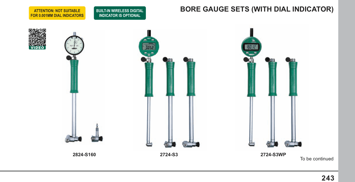 INSIZE Bore Gauge Sets (With Dial Indicator) (2724-S3WP)