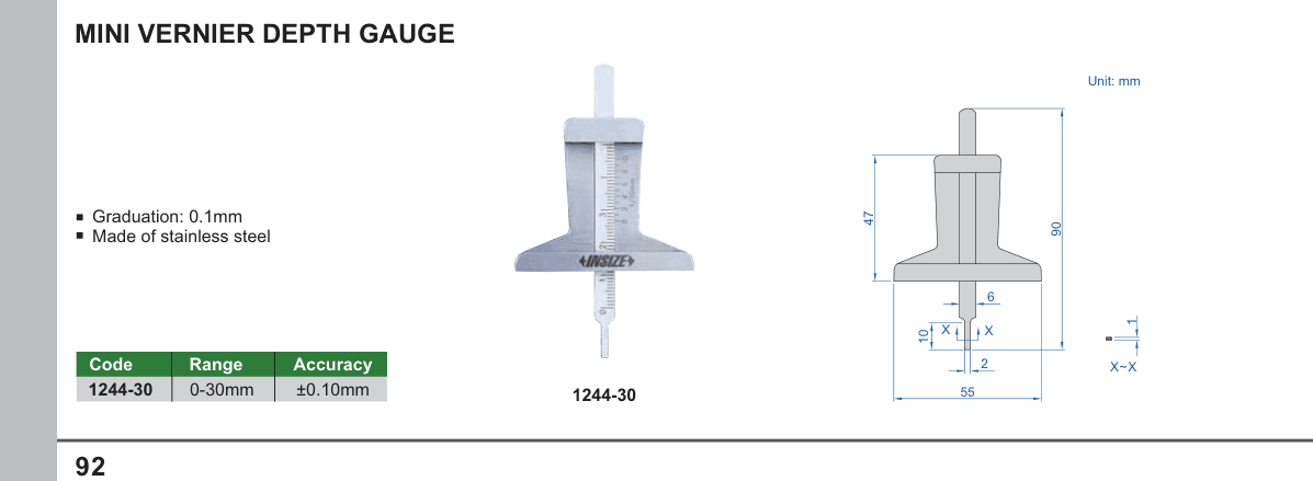 INSIZE Mini Vernier Depth Gauge (1244-30)