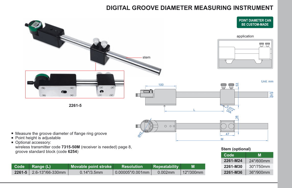 INSIZE Digital Groove Diameter Measuring Instrument (2261-M30)