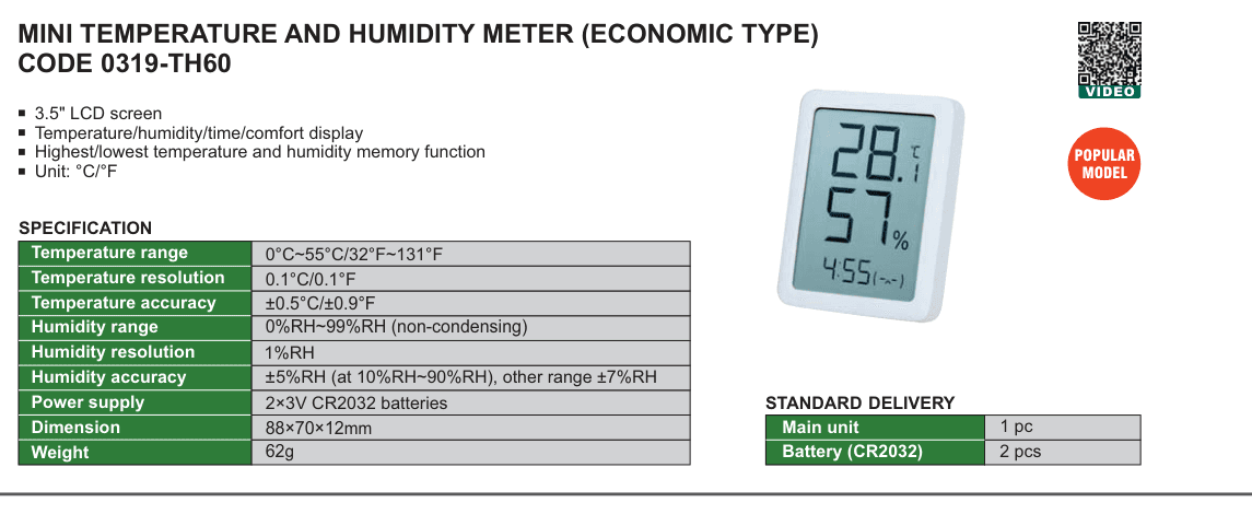 INSIZE Mini Temperature And Humidity Meter (Economic Type) (0319-TH60)