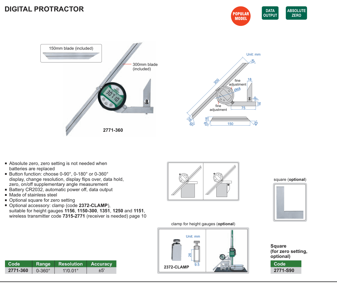 INSIZE Digital Protractor (2771-360)