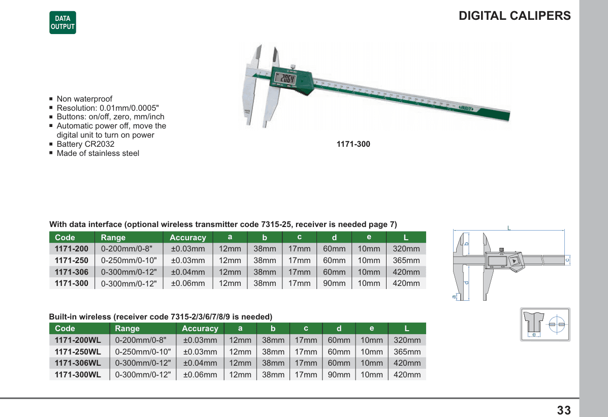 INSIZE Digital Calipers (1171-200)