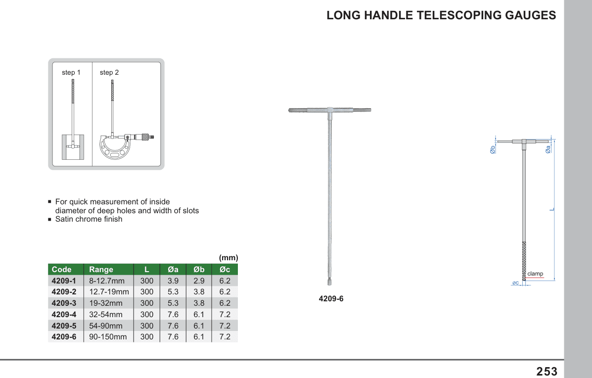 INSIZE Long Handle Telescoping Gauges (4209-6)