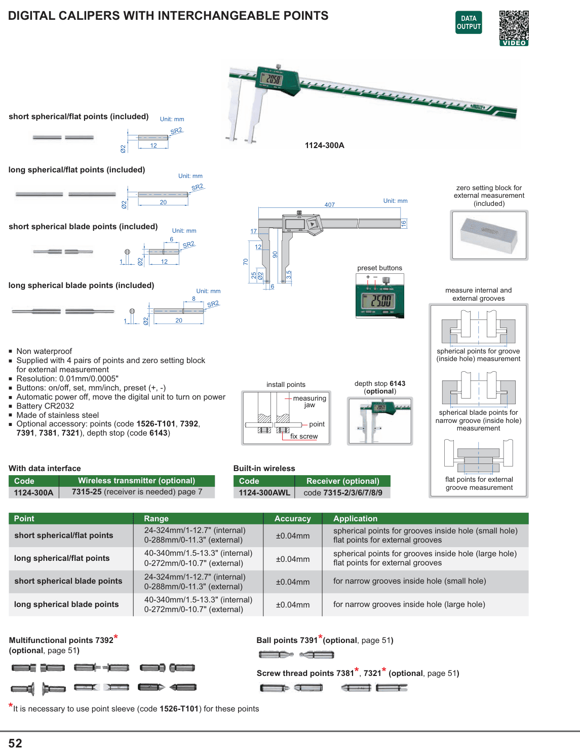 INSIZE Digital Calipers With Interchangeable Points (1526-T101)