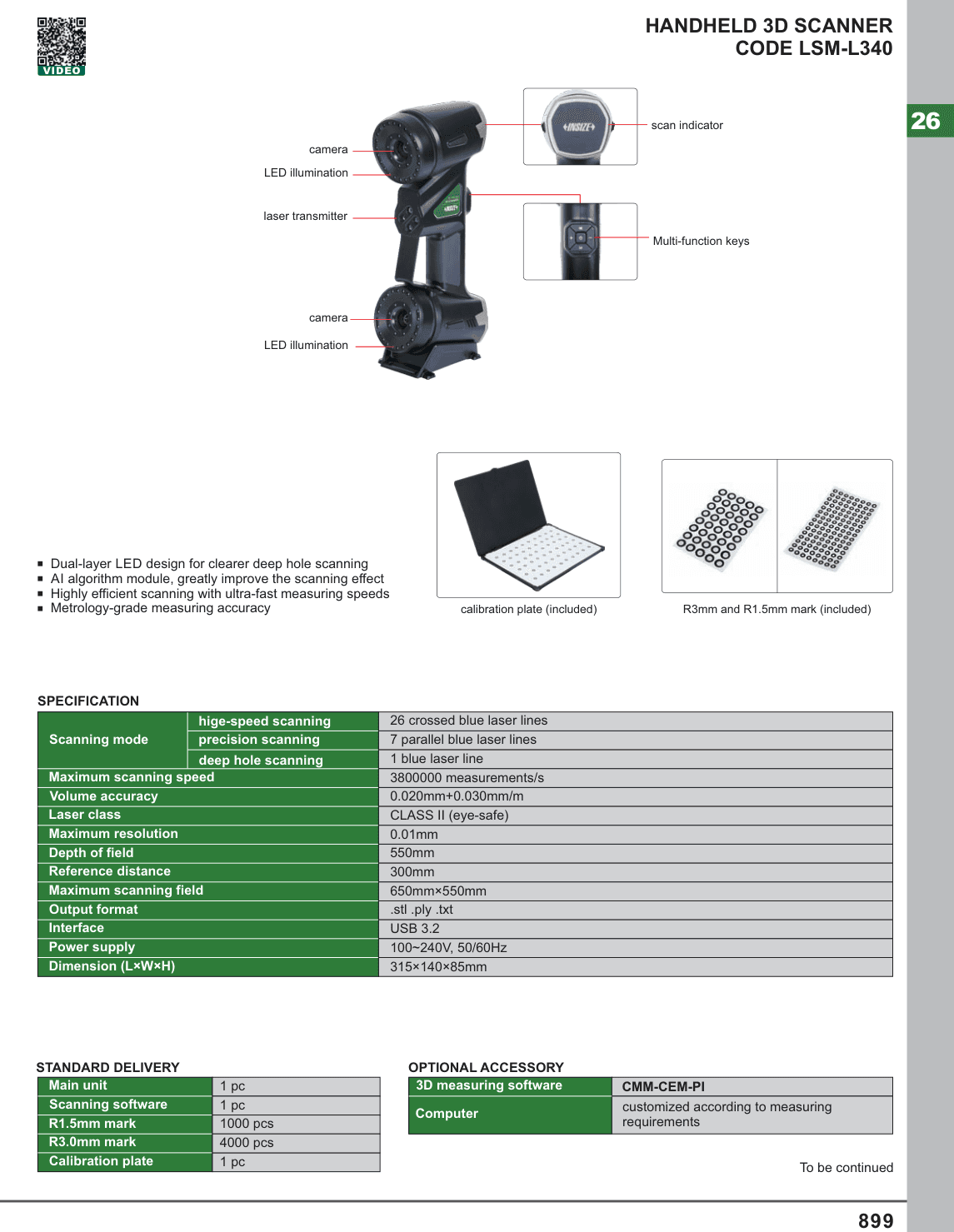 INSIZE Handheld 3D Scanner (LSM-L340)