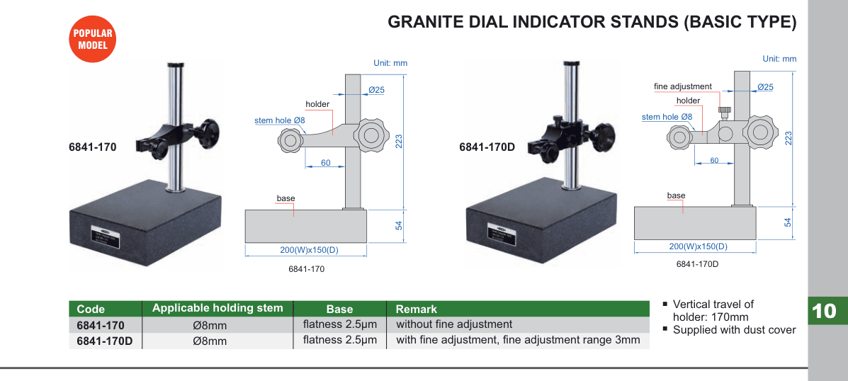 INSIZE Granite Dial Indicator Stands (Basic Type) (6841-170)