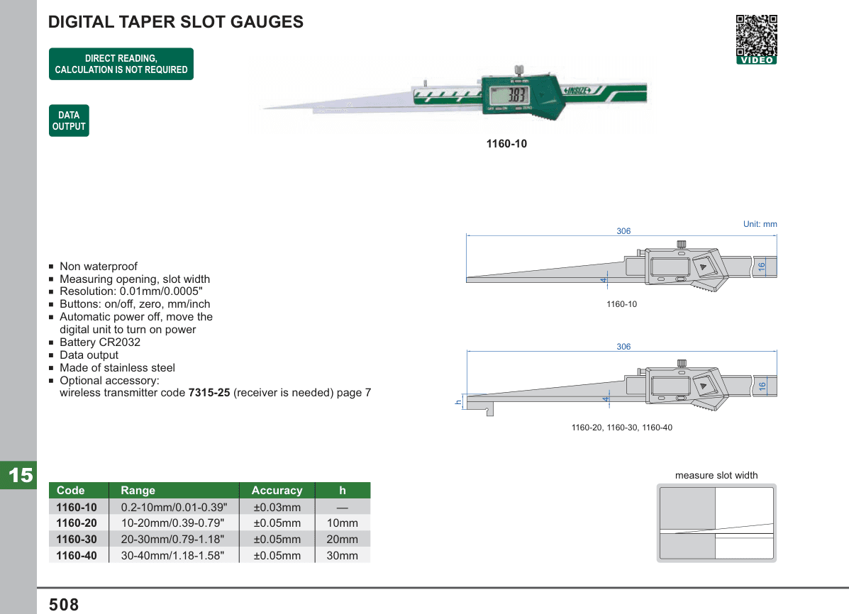 INSIZE Digital Taper Slot Gauges (1160-10)