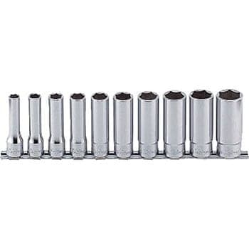 ลูกบ๊อกซ์ ยาว 12P (นิ้ว) ขนาด 1/2” ชุด 10 ชิ้น ในรางเหล็ก (Deep Socket Set on Rail)