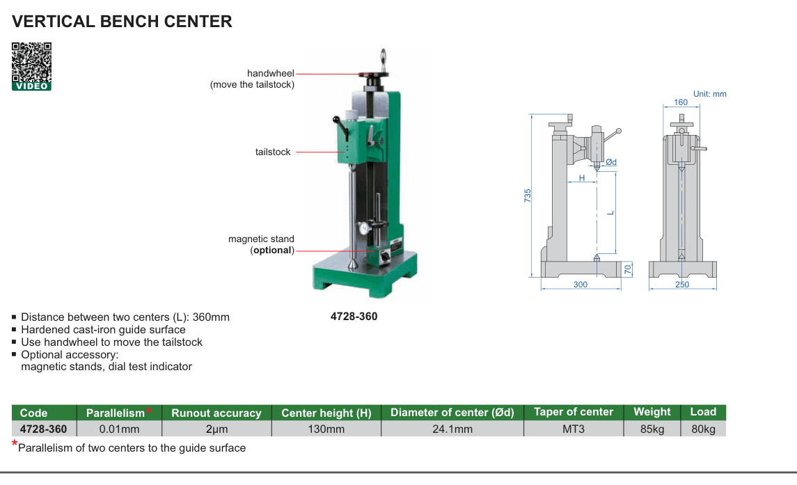 INSIZE Vertical Bench Center (4728-360)