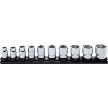 ชุดบ๊อกซ์ รุ่นแชด สั้น ขนาด 1/2” ชุด 10 ชิ้น ในรางแม่เหล็ก (Socket Set on Rail)