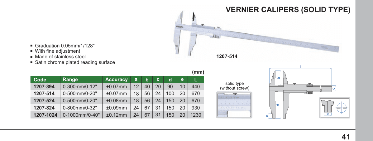 INSIZE Vernier Calipers (Solid Type) (1207-514)