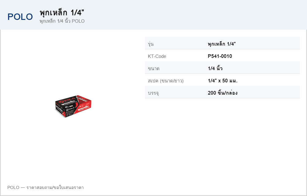 พุกเหล็ก 1/4 นิ้ว POLO