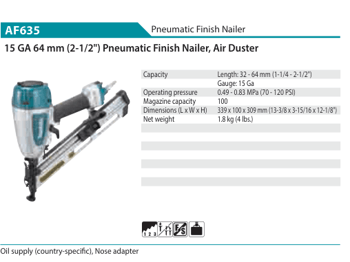 เครื่องยิงตะปูลม Finish Makita AF635