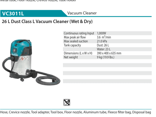 เครื่องดูดฝุ่น Makita VC3011L