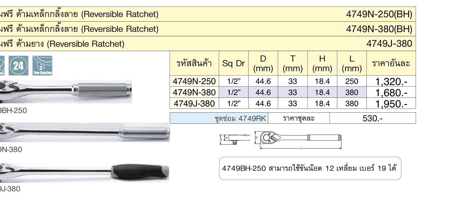 ด้ามฟรี ด้ามยาง (Reversible Ratchet)