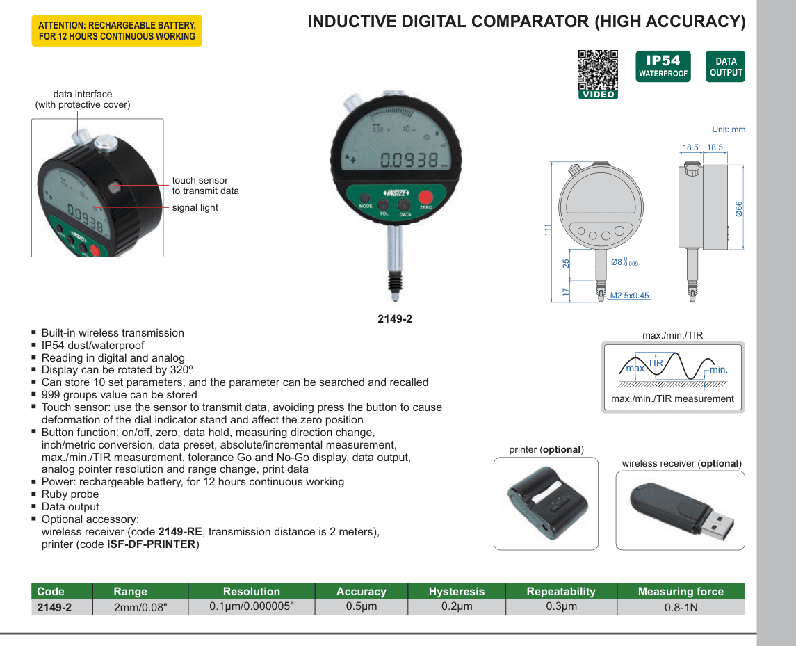 INSIZE Inductive Digital Comparator (High Accuracy) (2149-2)